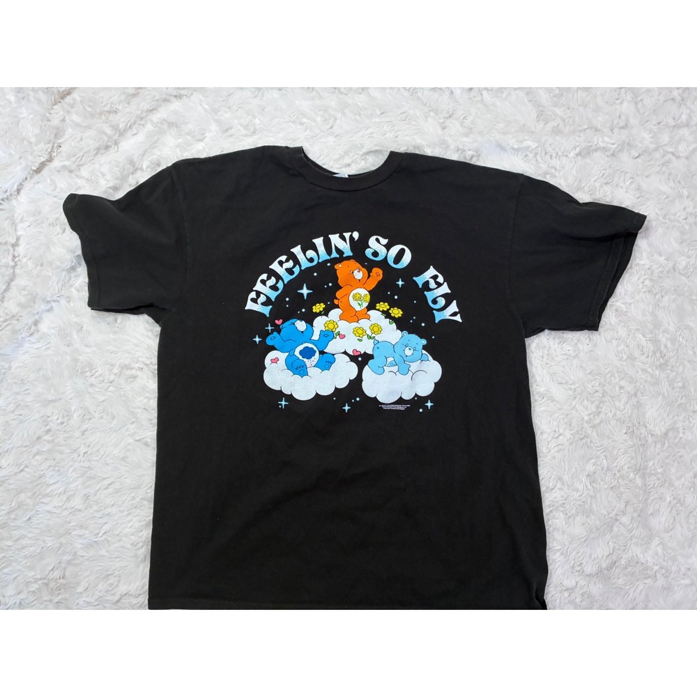 Care Bears Feelin So Fly Graphic T-Shirt Black  Large Womens Childcore Grunge